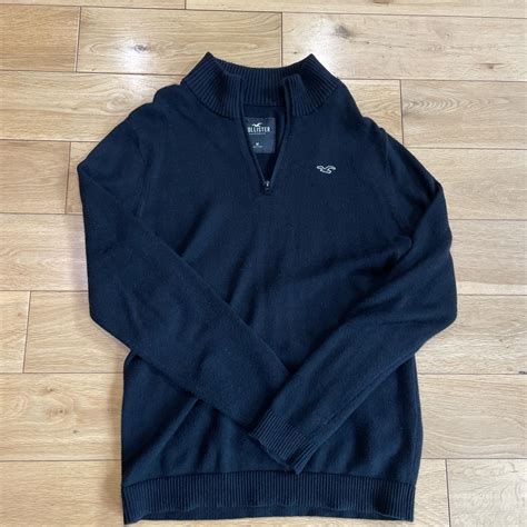Hollister black quarter zip Size -... - Depop