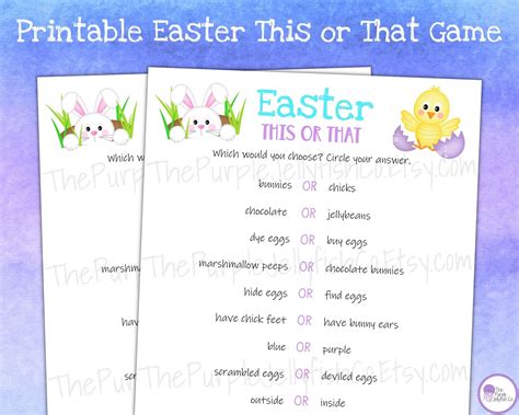 Easter This or That Game for Kids, Printable Easter Activity, Easter ...