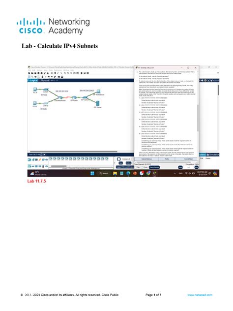 Lab Calculate IPv4 Subnets 的图像结果