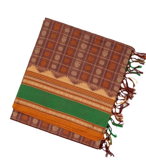 Dusty Pink Handloom Silk Cotton Saree With Checks & Contrast Border ...