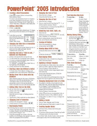 Buy Microsoft PowerPoint 2003 Introduction Quick Reference Guide (Cheat ...