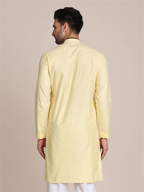 Men Yellow Solid Kurta – Tahvo India