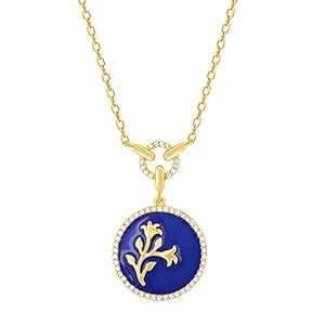 GIVA 925 Silver Golden Royal Blue Pendant with Link Chain | Gifts for ...
