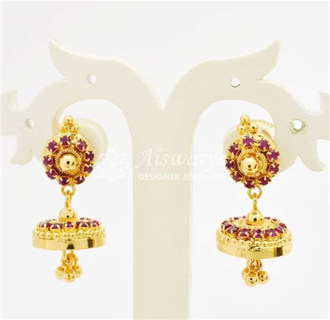 Magenta Stone Jimikki - S0355 – Aiswarya Designer Jewellery