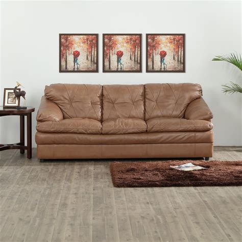 Buy New Napster Half Leather 3-Seater Sofa - Brown from Home Centre at ...
