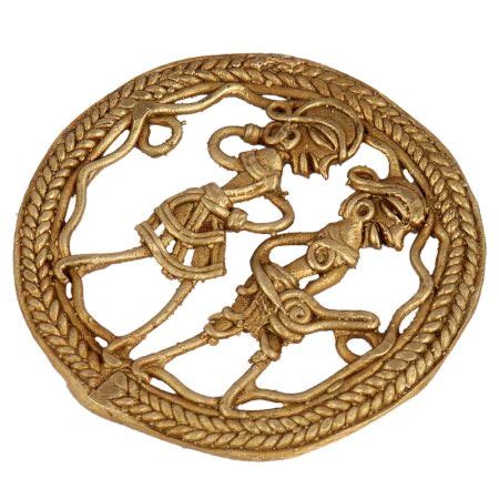 Engraved Flower Motifs Kashmiri Copper Plate Wall Art