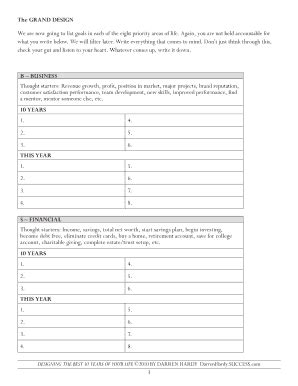 Grand Design Goal Setting Worksheet - Blank Fillable Template | Fill ...