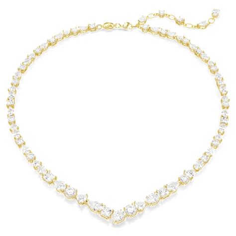 Mesmera necklace, Mixed cuts, White, Gold-tone plated | Swarovski