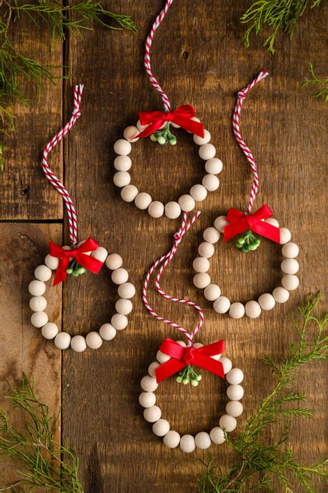 How to Make Wood Bead Christmas Ornaments - Kippi at Home
