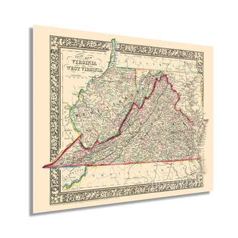 Buy HISTORIX Vintage 1863 Virginia and West Virginia Map - 24x30 Inch ...