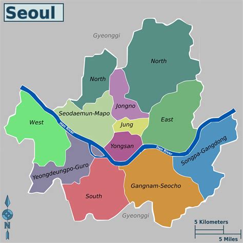 Plan et carte des quartiers de Seoul : districts et banlieue de Seoul