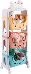 Hapsters Polypropylene Kids Toy Storage Organizer 3-Tier Rolling Cart ...