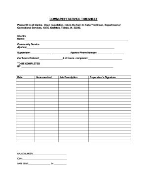 Community Service Timesheet Pdf - Fill and Sign Printable Template Online