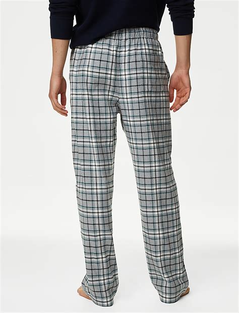 Buy Brushed Cotton Checked Loungewear Bottoms at Marks & Spencer