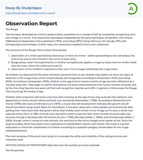 Image result for Anthropology Observation Report Example