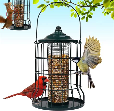 iPetba Wild Bird Feeder Squirrel Proof for Outdoors Hanging, All Metal ...