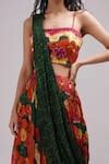 Buy Multi Color Chiffon, Silk Celandine Print Pre-draped Saree With ...