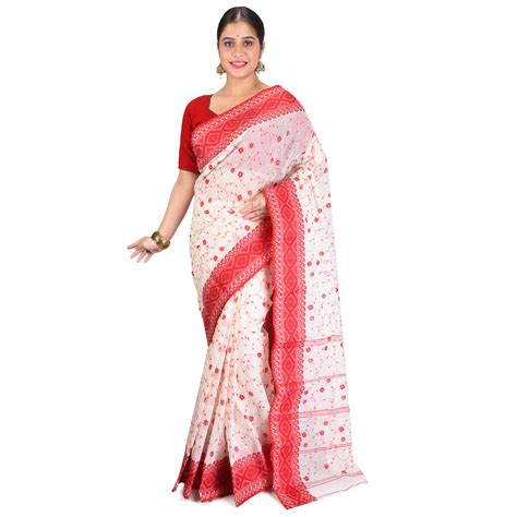 Buy Aishani Collection Women's Pure Cotton Fulia Tant Tangail Handloom ...