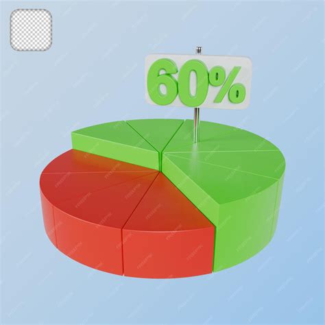 Premium PSD | Pie chart 60 percentage 3d illustration