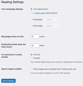 Settings Reading screen – Documentation – WordPress.org