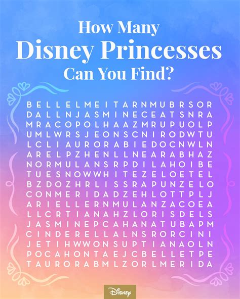 Dreams Do Come True With This Disney Princesses Word Search Puzzle ...