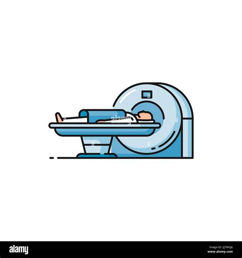 MRI scanner icon, medical radiology scan machine, vector CT diagnostics. MRI or magnetic ...