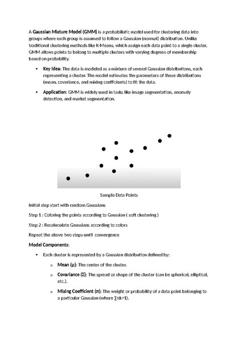 Gaussian Mixture Model (GMM) - Comprehensive Study Notes - Studocu