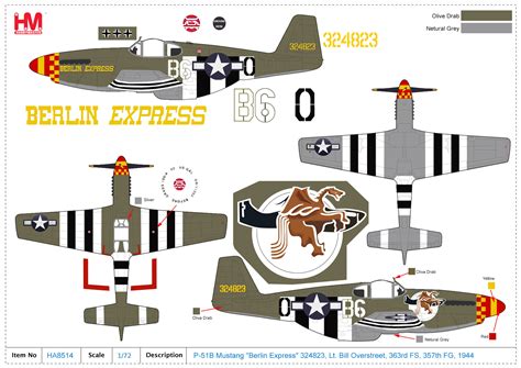 P-51B Mustang "Berlin Express" 324823, Lt. Bill Overstreet, 363rd FS ...