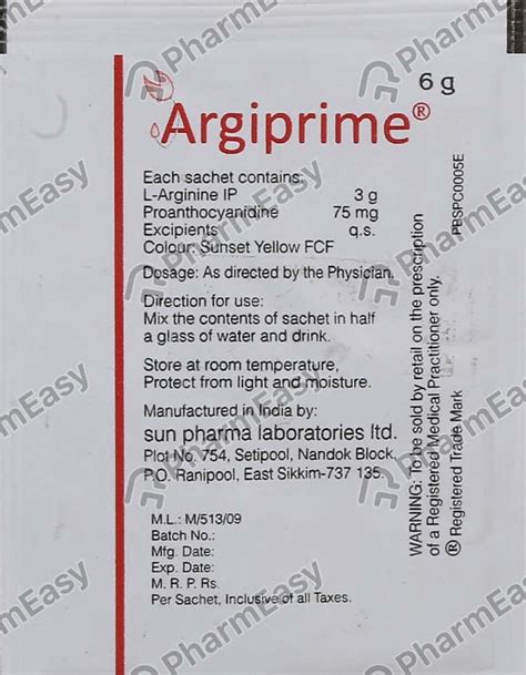 Buy Argiprime Orange Flavour Sugar Free Sachet Of 6gm Granules Online ...