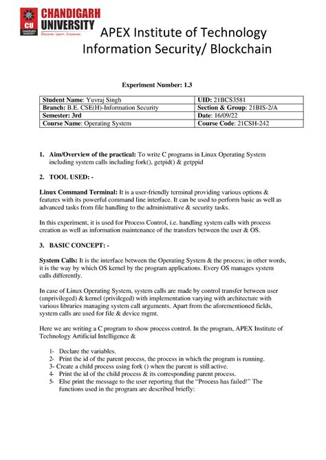Yuvraj 21BCS3581 Os - Worksheet - Information Security/ Blockchain ...