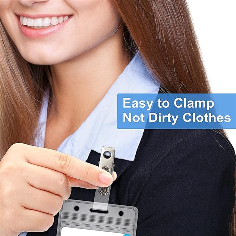 100 Pcs Metal Badge Clips Id Badge Clips Double Hole Badge Clips With ...