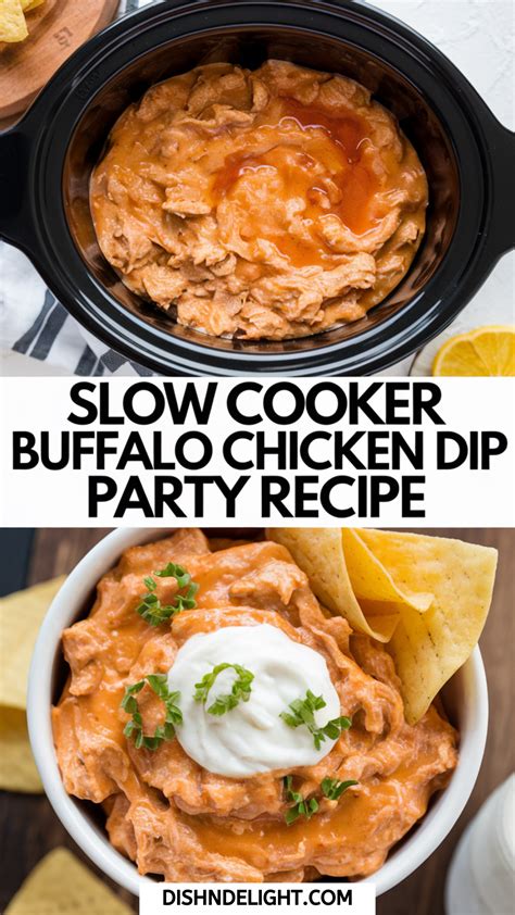 Slow-Cooker Buffalo Chicken Dip Party Recipe - dishndelight.com