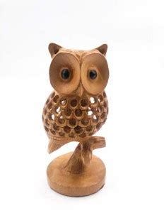 Indicast Wood Carving Owl Undercut Statue Bird Figurines Decorative ...