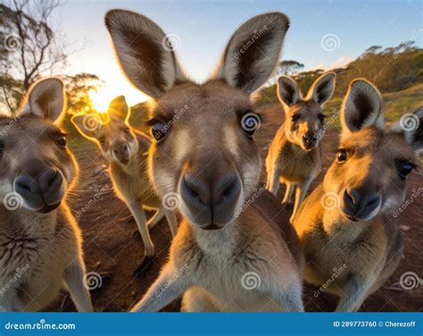 Kangaroo group stock photo. Image of outback, grey, group - 289773760