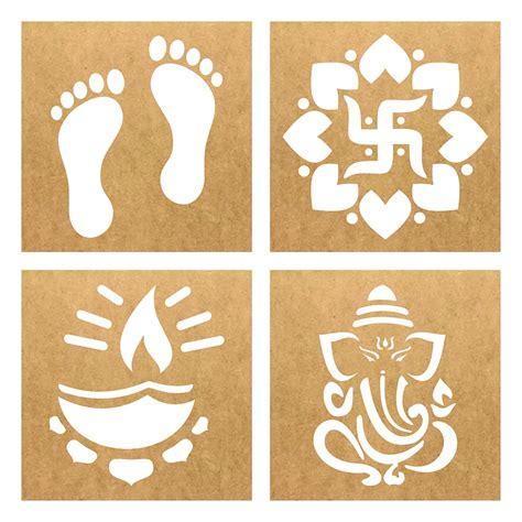 TreasureBox Wooden Rangoli Stencils Set Rangoli Making Kit for Diwali ...