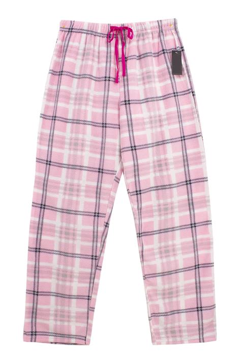 Womens Ladies Plush Fleece PJ Pajama Pants 3122PLD, Pink Plaid, Size S ...