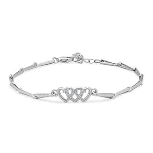 GIVA 925 Silver Zircon Triple Heart Bracelet, Adjustable | Gifts for ...