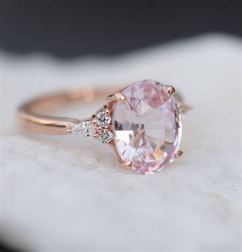 Blush Pink Sapphire Engagement Ring. Light Peach Pink Sapphire - Etsy ...
