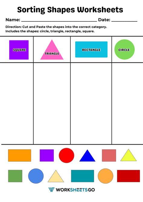 Image result for Sorting Shapes Worksheet