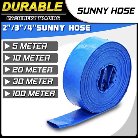 10M-60M Submersible Water Pump Hose 2" 3" 4" Discharge Duct Flat Blue ...