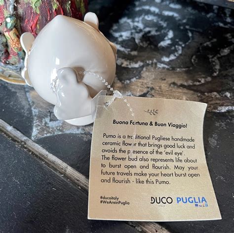 Ceramic PUMO Puglia Italy Good Luck Symbol, Blooming Bud Flower, Old W ...