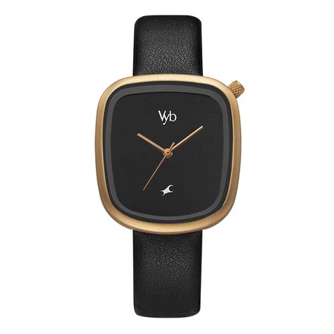 Buy Online Fastrack Vyb Prodigy Quartz Analog Black Dial Leather Strap ...