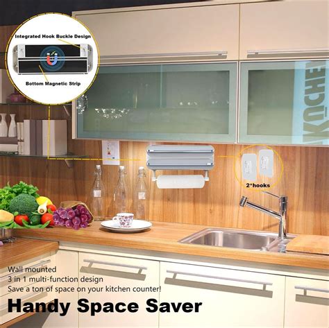 Magnetic Plastic Wrap Dispenser with Cutter Dual Layer Dispenser ...