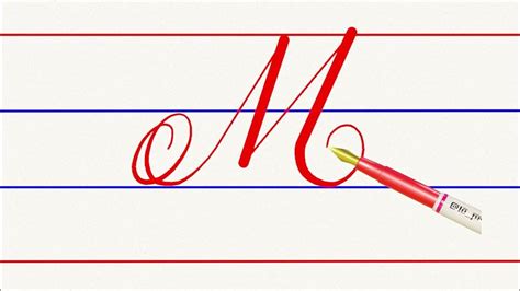 How to write english capital letter M in cursive writing - YouTube