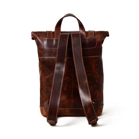 Brown Saddleback Backpack- Roll Top — MaheTri