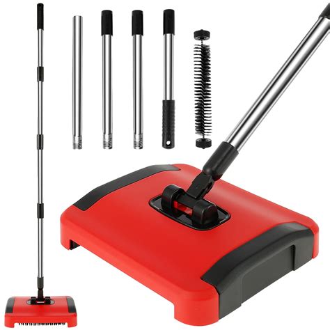 OROMYO Carpet Floor Sweeper Manual with Horsehair Non-Electric Hard ...