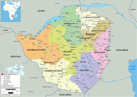 Large size Political Map of Zimbabwe - Worldometer