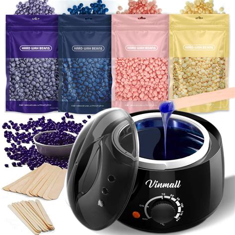 Waxing Kits Wax Heater for Hair Removal: 4 * 100g Hard Waxing Beads ...