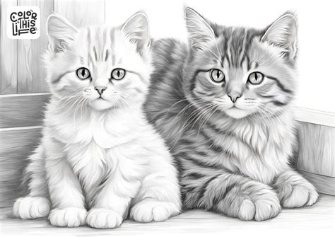 Cute Realistic Kitten Cat Coloring Pages
