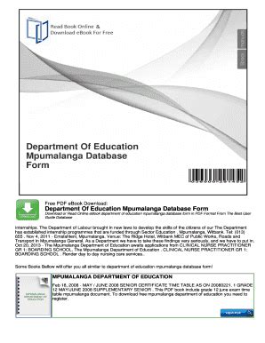 Fillable Online Department Of Education Mpumalanga Database Form Fax ...